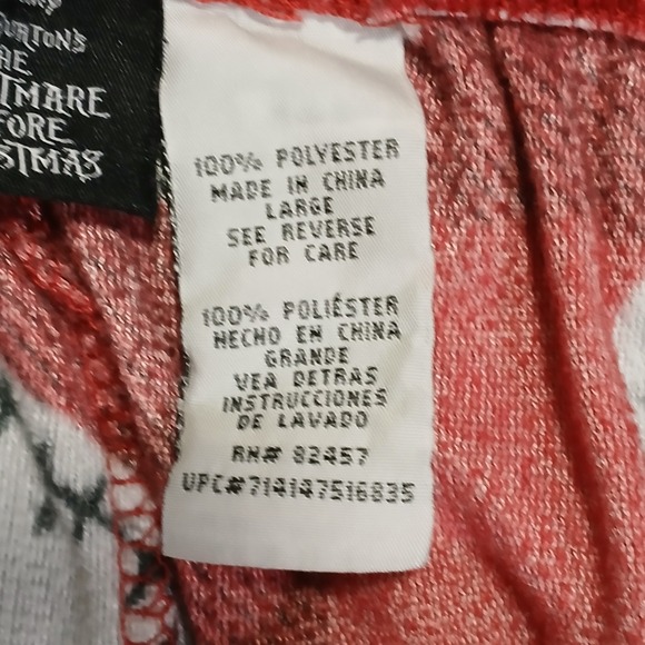 Disney Pajama Pants Men Size‎ L Red Fleece Nightmare Before Christmas Loungewear - Picture 7 of 8